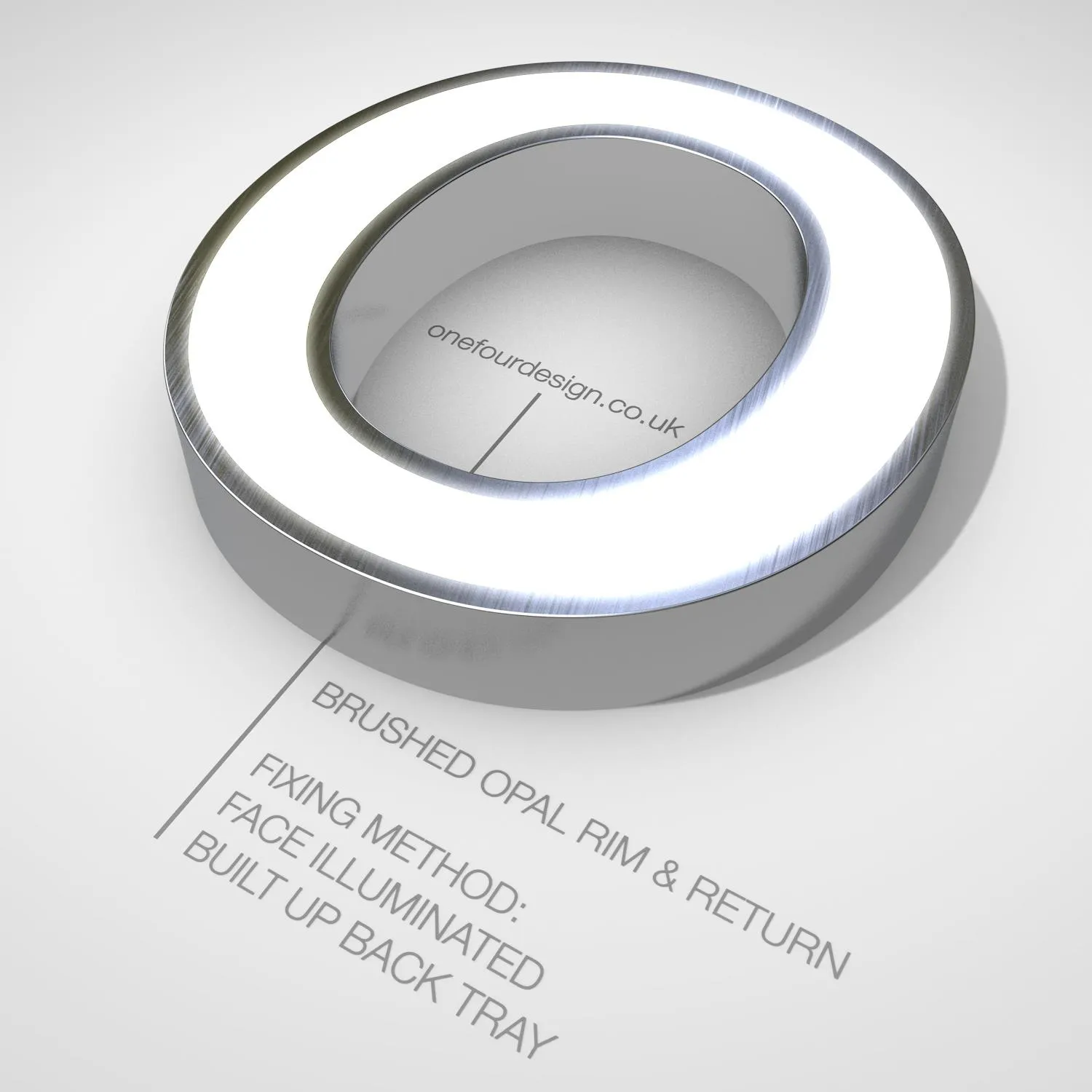 Brushed Opal Rim Return 3D lettering sample